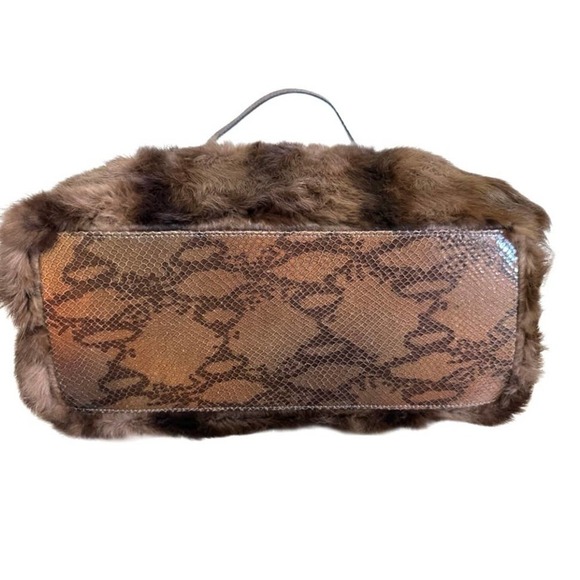Rare Clever Carriage Company Faux Fur & Snakeskin Satchel Style Bag NWOT - Picture 4 of 6